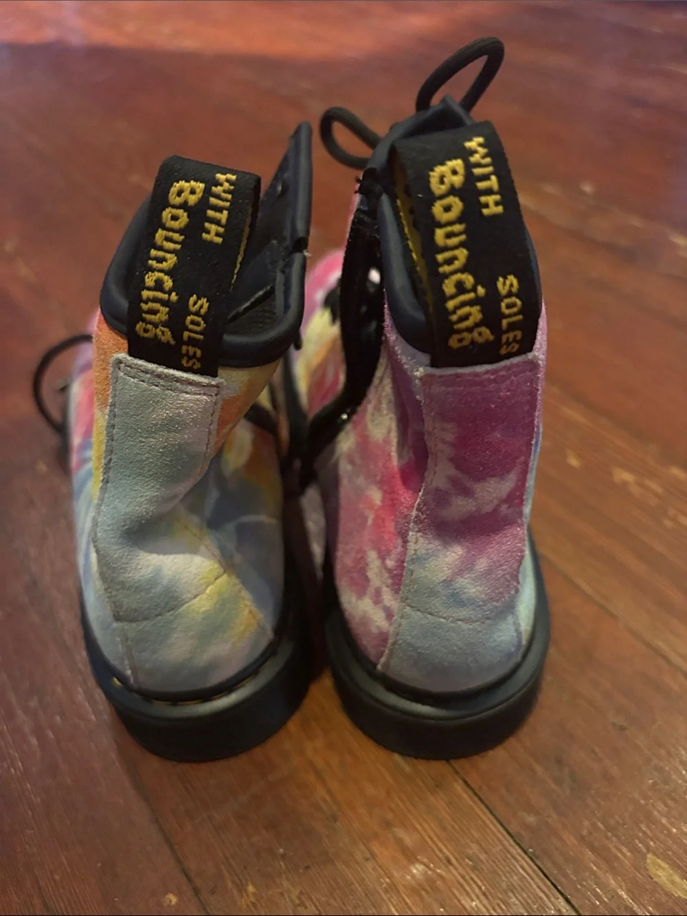 Dr. Martens Tie-Dye Canvas Combat Boots - Pink, Yellow, Blue